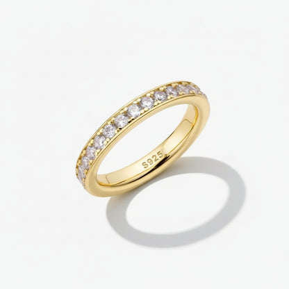 Silver Ring Sterling Band Bead Bright Setting Everyday Wear