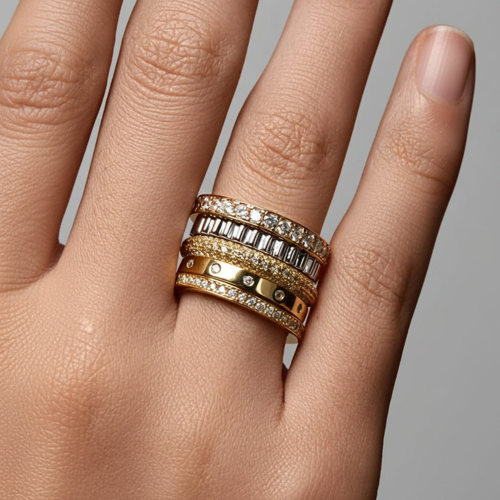 Silver Ring Sterling Band Bead Bright Setting Everyday Wear