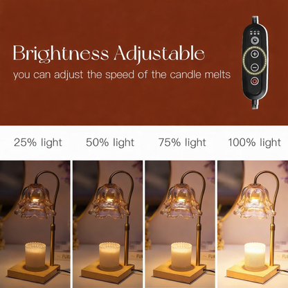 Lampada Scalda Candele Fiore Vetro Oro Scaldacera Elettrico
