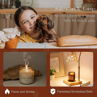 Lampada Scalda Candele Fiore Vetro Oro Scaldacera Elettrico