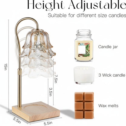 Lampada Scalda Candele Fiore Vetro Oro Scaldacera Elettrico