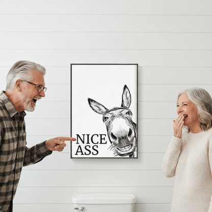 Arte de Parede Quadro Divertido para Casa de Banho Estilo Rústico Humor Campestre