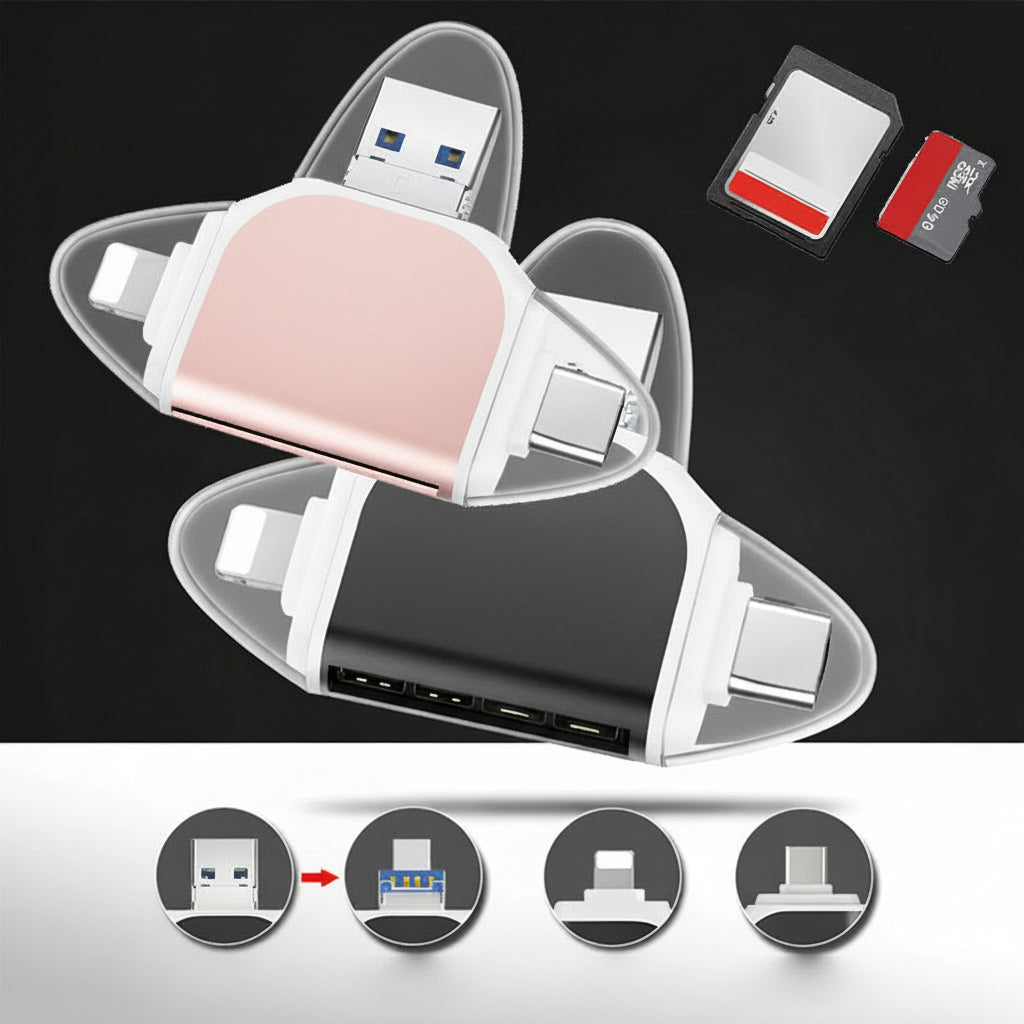 Lettore di schede 4 in 1 Adattatore di trasferimento dati USB C SD Micro SD