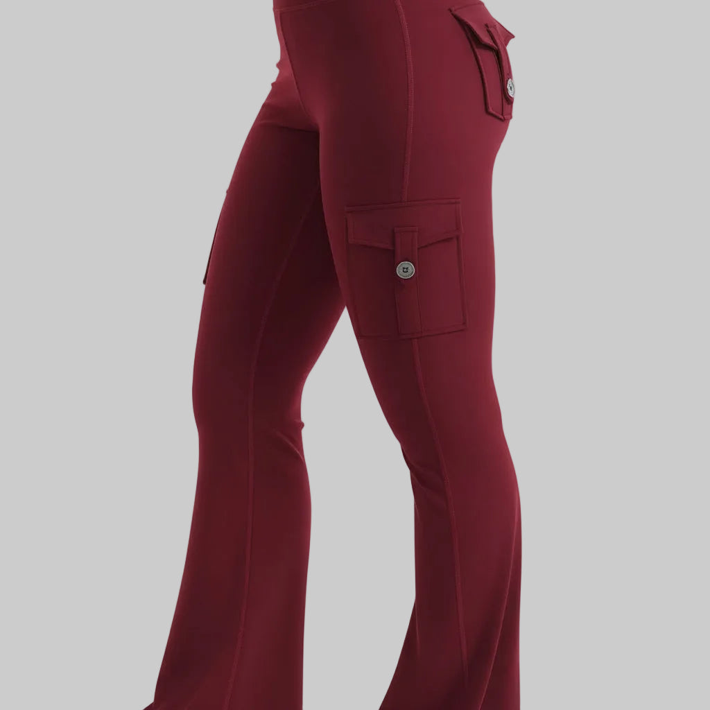 Cargo Pants High Waist Flare Pocket Wide Leg Womens Trousers