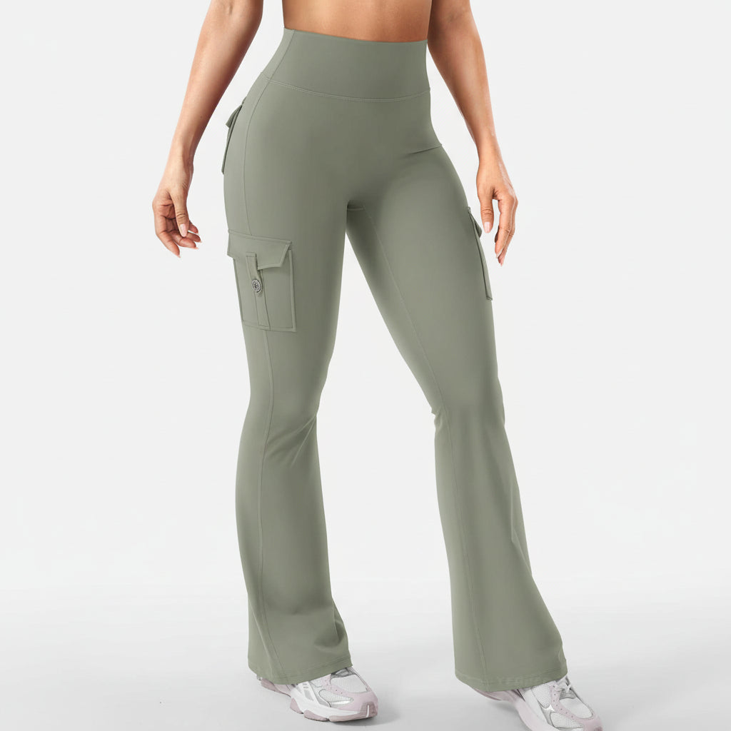 Cargo Pants High Waist Flare Pocket Wide Leg Womens Trousers