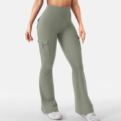 Cargo Pants High Waist Flare Pocket Wide Leg Womens Trousers