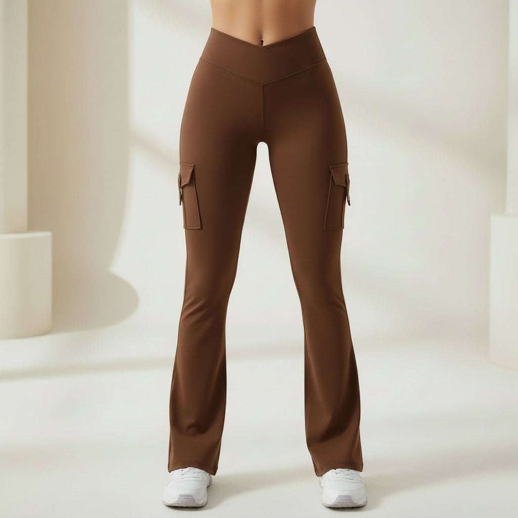 Cargo Pants High Waist Flare Pocket Wide Leg Womens Trousers