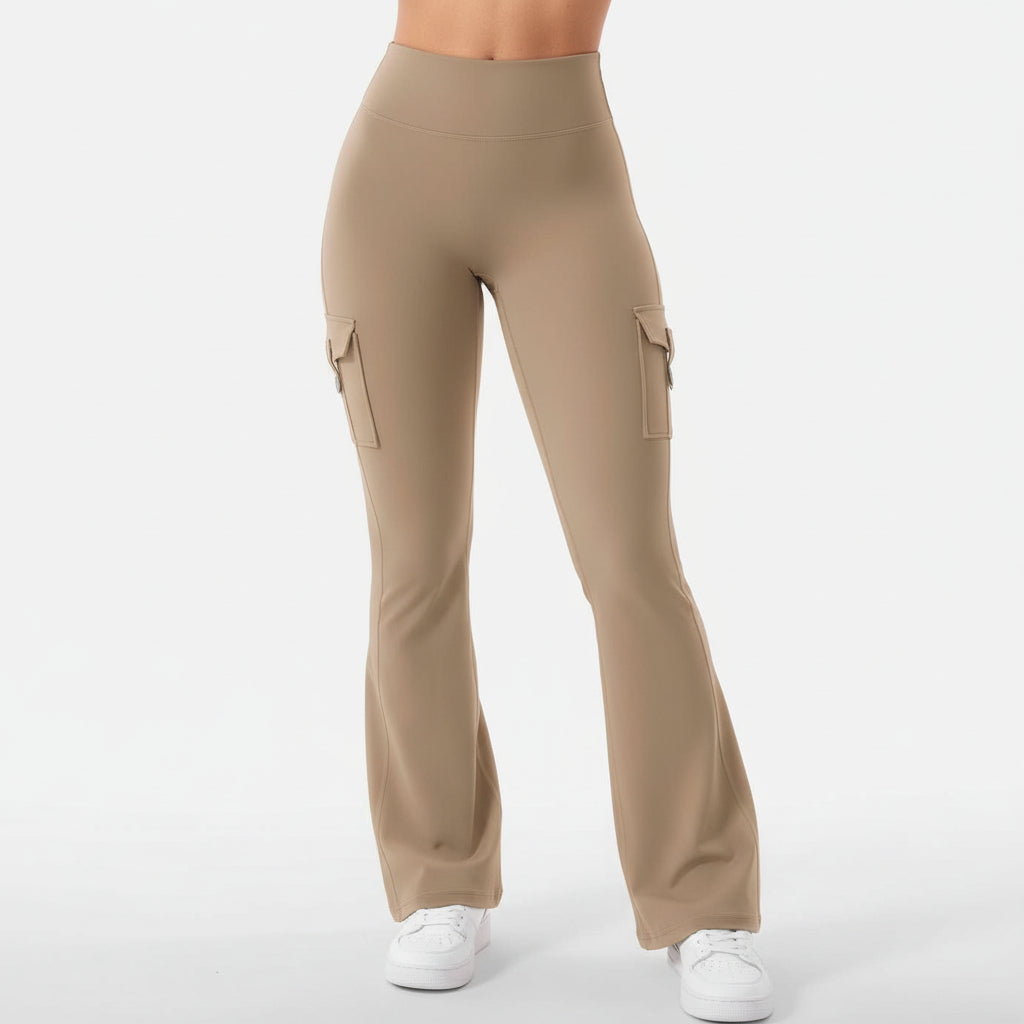 Cargo Pants High Waist Flare Pocket Wide Leg Womens Trousers