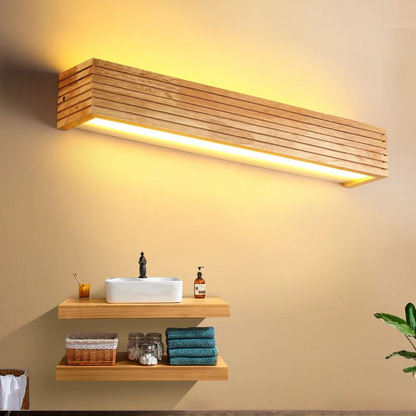 Lampă de perete LED modernă din lemn | Iluminat minimalist pentru dormitor și living