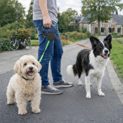Dog Leash Dual Retractable Tangle Free Walking Lead Two Dogs