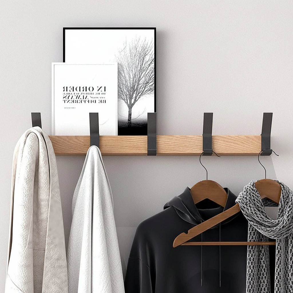 Wandgarderobe Skandinavischer Holz-Haken Organizer Eingangsbereich