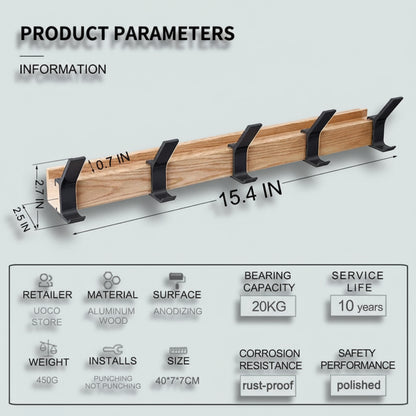 Wandgarderobe Skandinavischer Holz-Haken Organizer Eingangsbereich