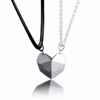 Collana Coppia Cuore Magnetico Set di Ciondoli con Elettrocardiogramma