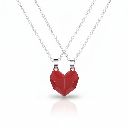 Collana Coppia Cuore Magnetico Set di Ciondoli con Elettrocardiogramma
