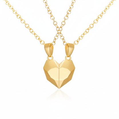 Collana Coppia Cuore Magnetico Set di Ciondoli con Elettrocardiogramma