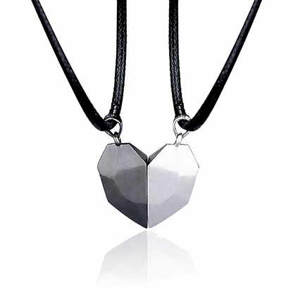 Collana Coppia Cuore Magnetico Set di Ciondoli con Elettrocardiogramma