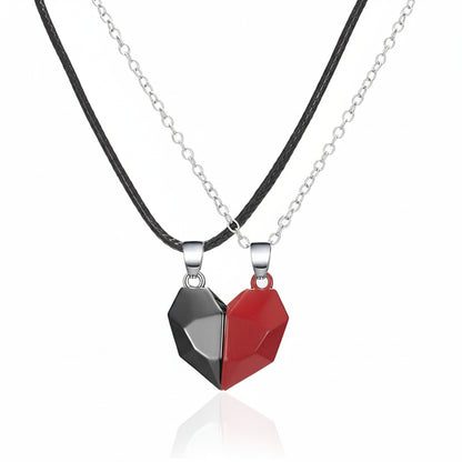 Collana Coppia Cuore Magnetico Set di Ciondoli con Elettrocardiogramma