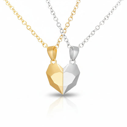 Collana Coppia Cuore Magnetico Set di Ciondoli con Elettrocardiogramma