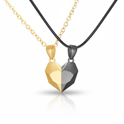 Collana Coppia Cuore Magnetico Set di Ciondoli con Elettrocardiogramma