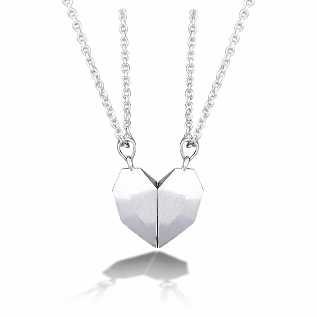 Collana Coppia Cuore Magnetico Set di Ciondoli con Elettrocardiogramma