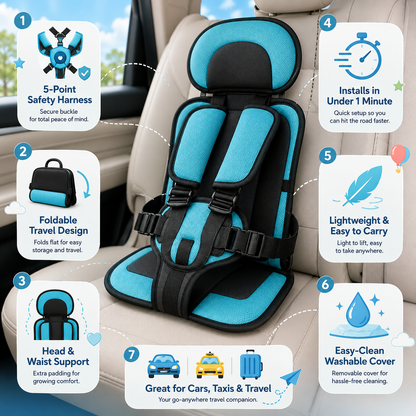 Bilsæde Bærbar Børne Rejsesikkerhedssele Forhøjer