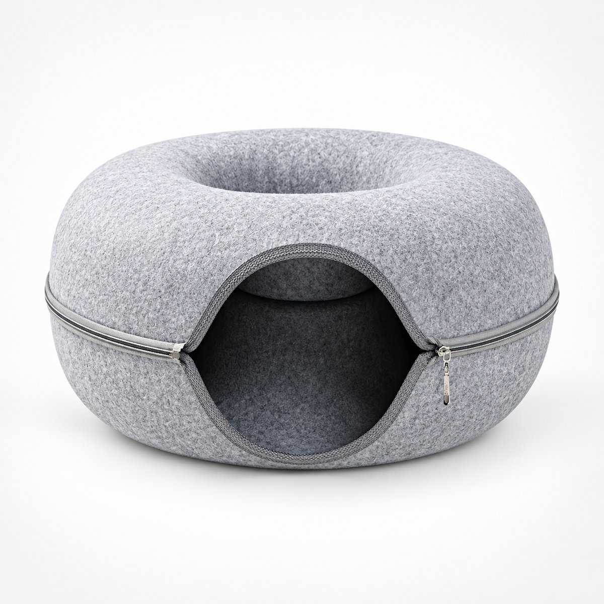 Cama-caverna para gatos em forma de donut, confortável, com capuz e ninho fechado para animais de estimação