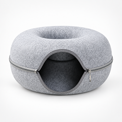 Cama-caverna para gatos em forma de donut, confortável, com capuz e ninho fechado para animais de estimação