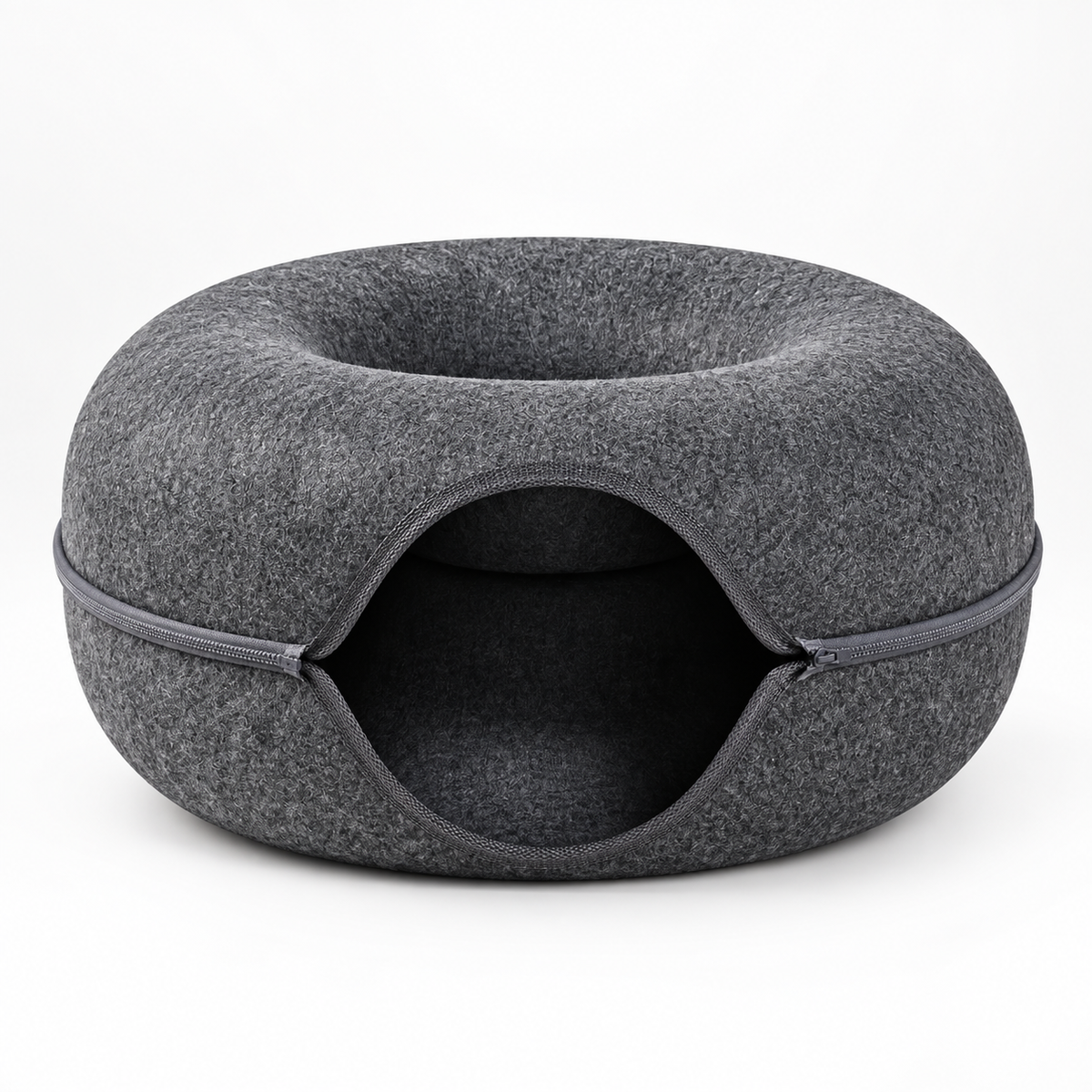 Cama-caverna para gatos em forma de donut, confortável, com capuz e ninho fechado para animais de estimação