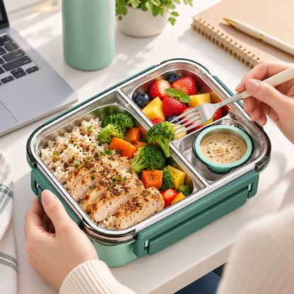 Portapranzo in acciaio inox con design bento termoisolante