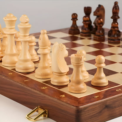 Chess Set Wooden Board Classic Game Pieces Storage Case