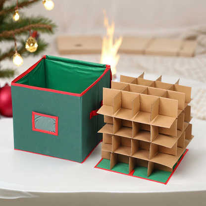 Weihnachtsschmuck-Aufbewahrungsbox mit verstellbaren Trennwänden und Sichtfenster