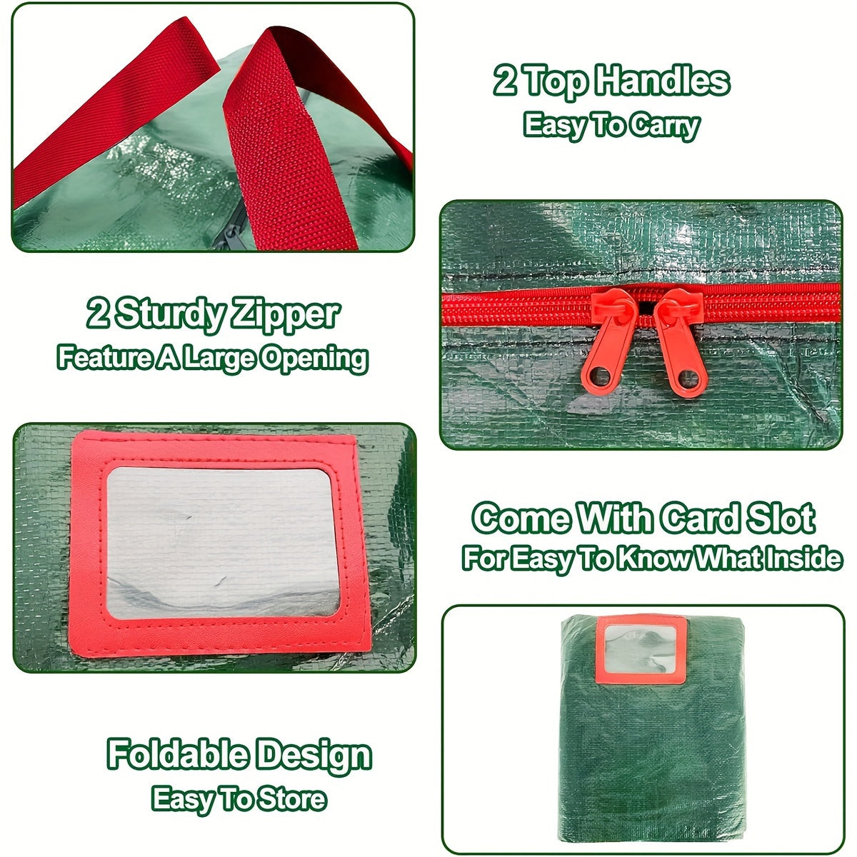 Bolsa para guardar árbol de Navidad, organizador de plástico resistente, impermeable y de gran capacidad