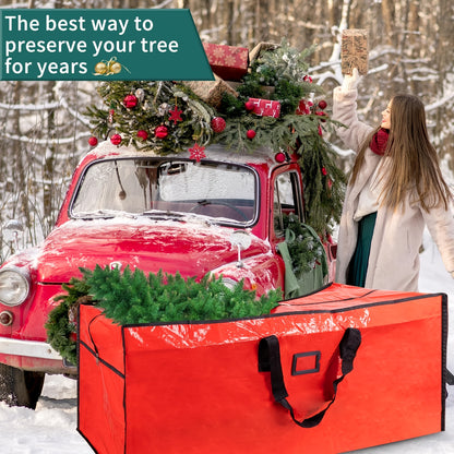 Bolsa para guardar árbol de Navidad, organizador de plástico resistente, impermeable y de gran capacidad