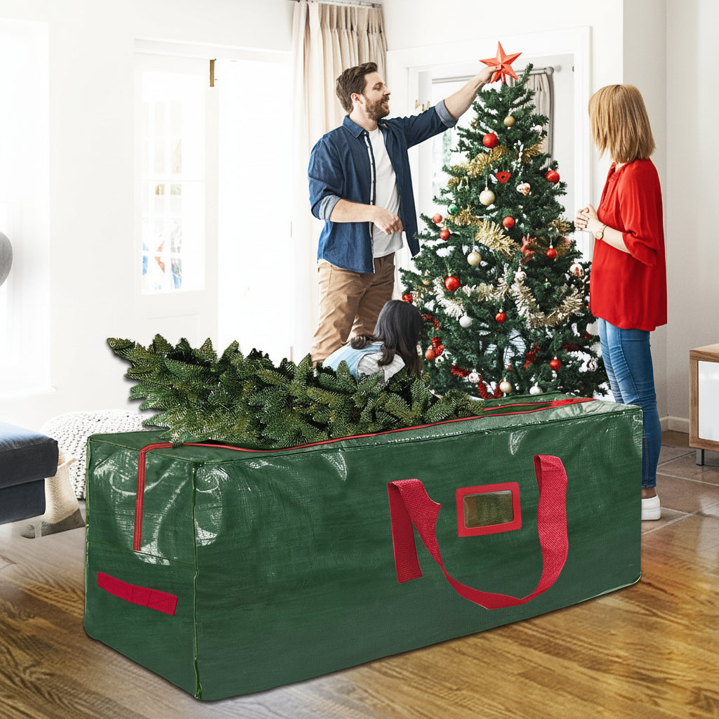 Bolsa para guardar árbol de Navidad, organizador de plástico resistente, impermeable y de gran capacidad
