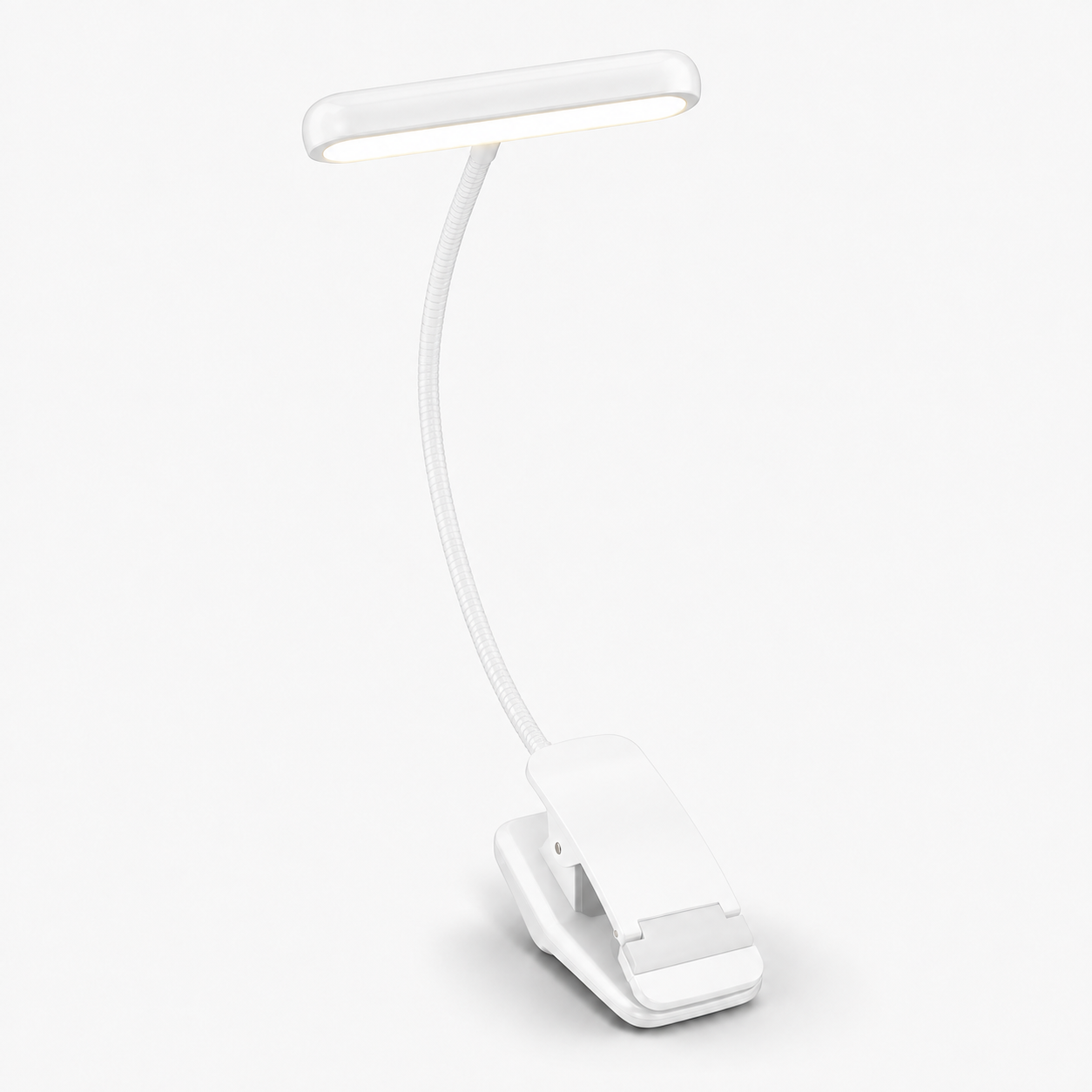 Klemmelæselampe USB-genopladelig LED med fleksibel hals