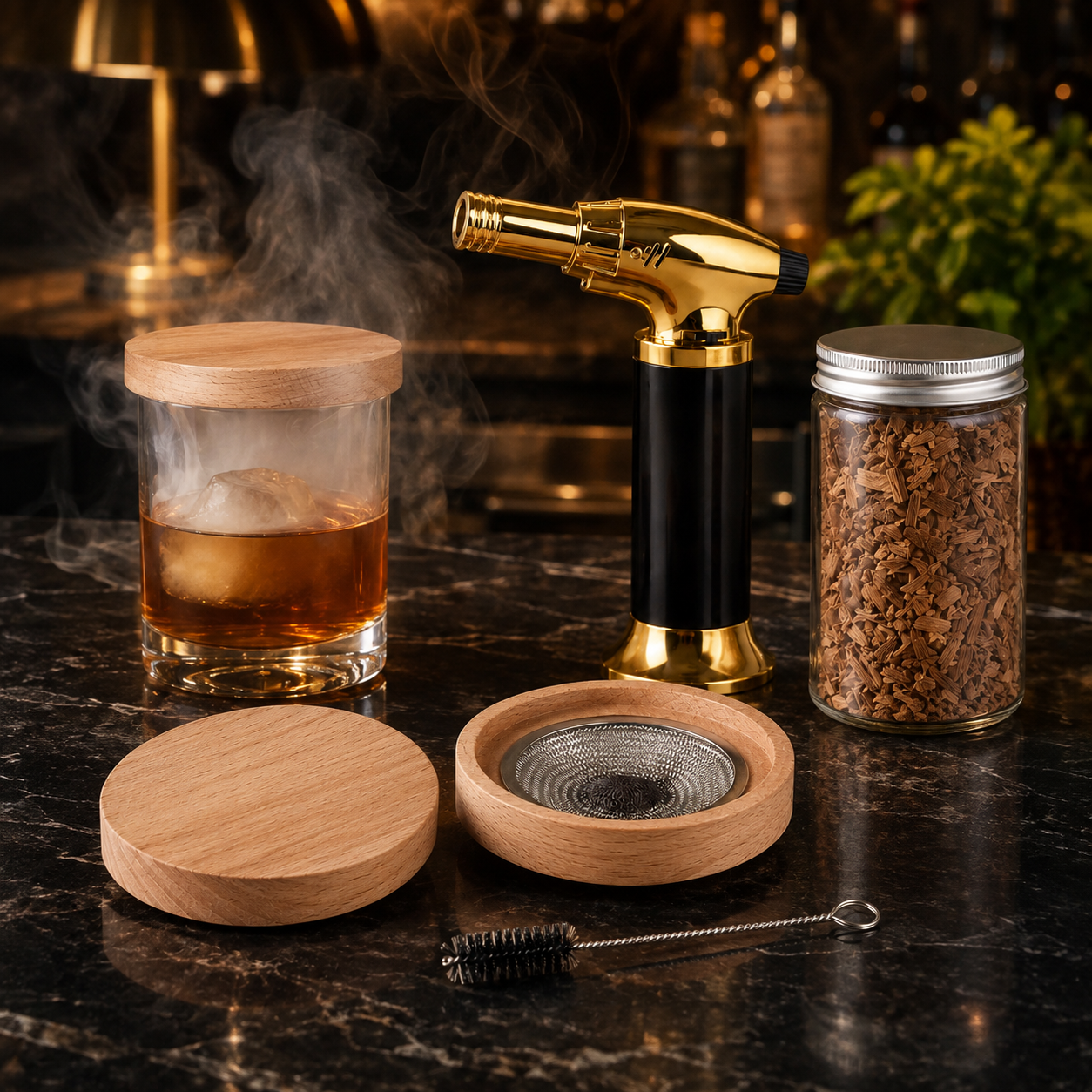 Kit di fiammifero per cocktail, torcia e trucioli di legno per il bar di casa