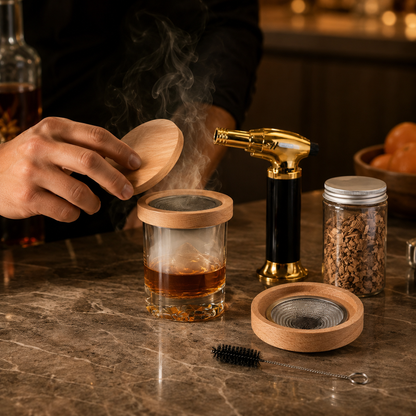 Kit di fiammifero per cocktail, torcia e trucioli di legno per il bar di casa