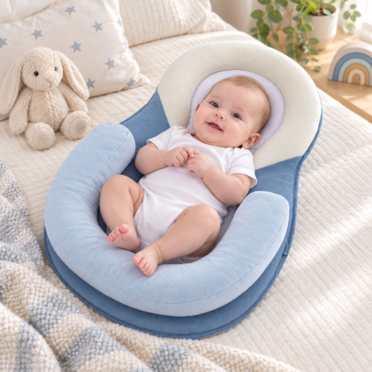 Cuscino ergonomico per neonati contro le coliche, design confortevole