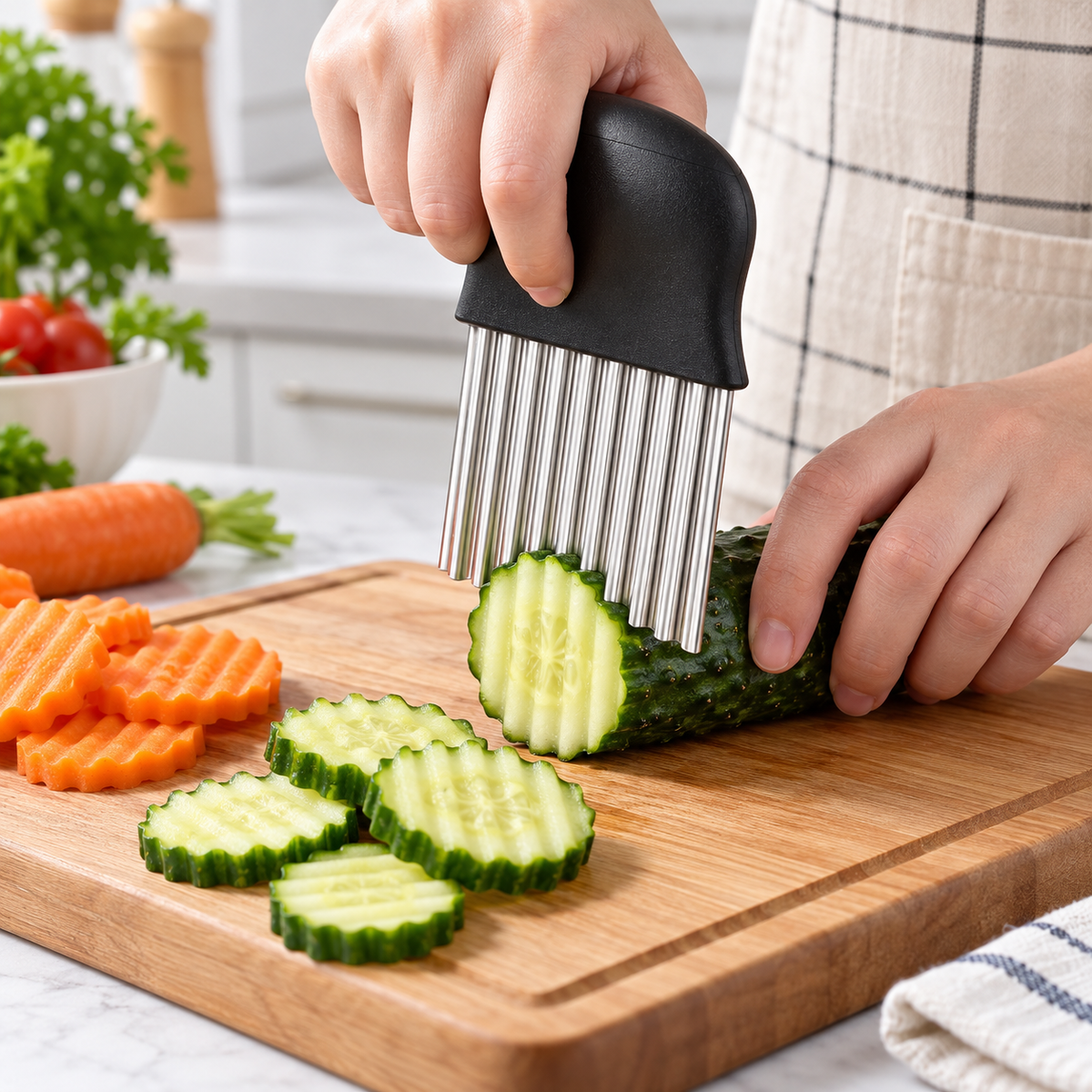 Bølgekniv med komfortabelt håndtag og rustbestandigt design