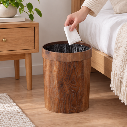 Compact Wooden Trash Bin Minimalist Home Organization