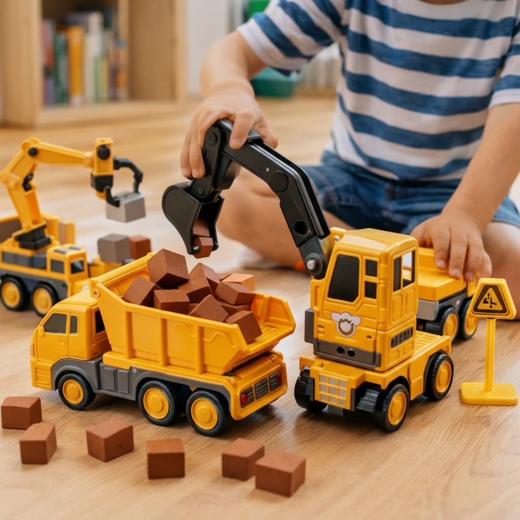 Set di Veicoli Magnetici con Blocchi da Costruzione Giocattolo per Bambini Creativi