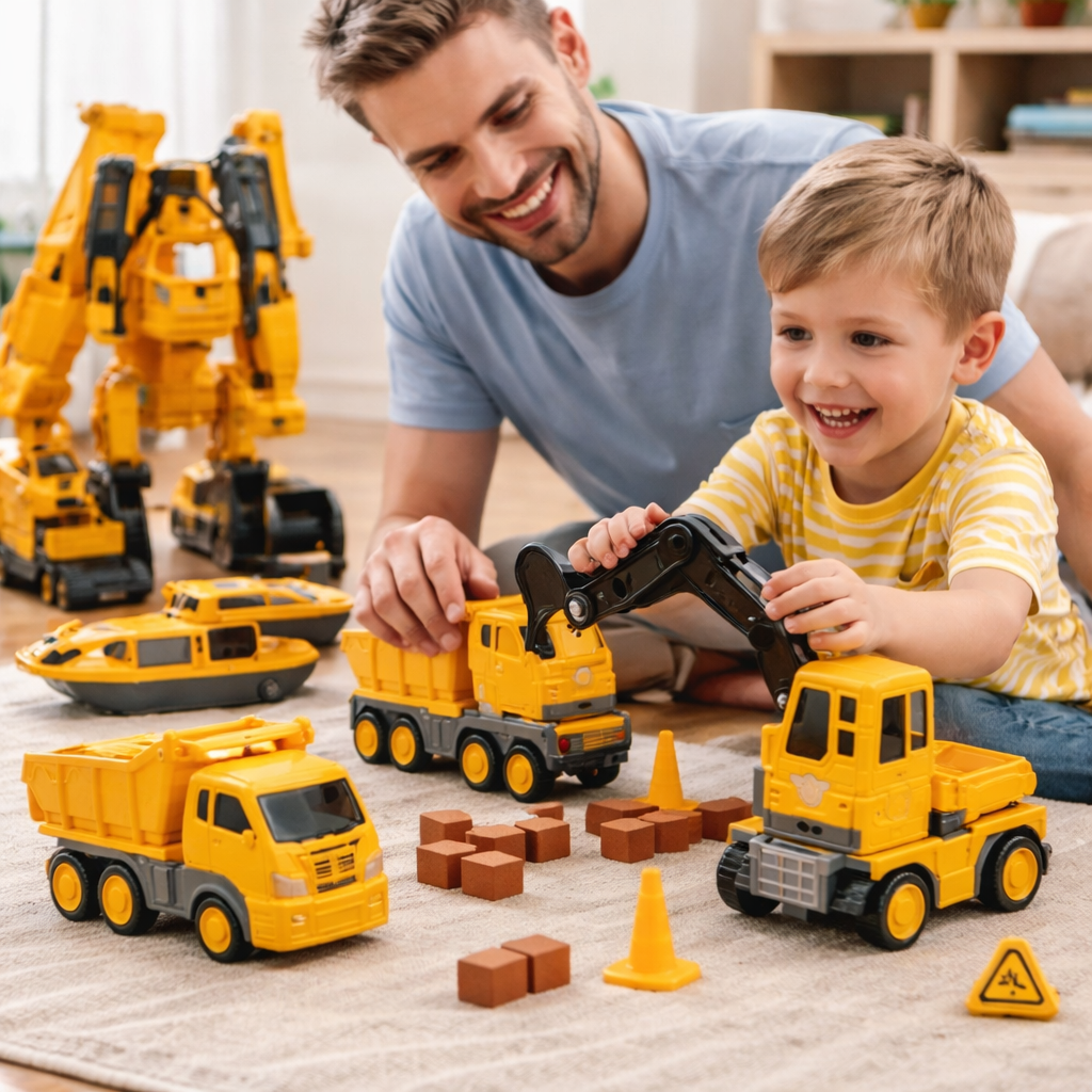 Set di Veicoli Magnetici con Blocchi da Costruzione Giocattolo per Bambini Creativi