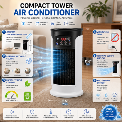 Condizionatore d'aria portatile raffreddante, efficiente dal punto di vista energetico, compatto con raffreddamento evaporativo