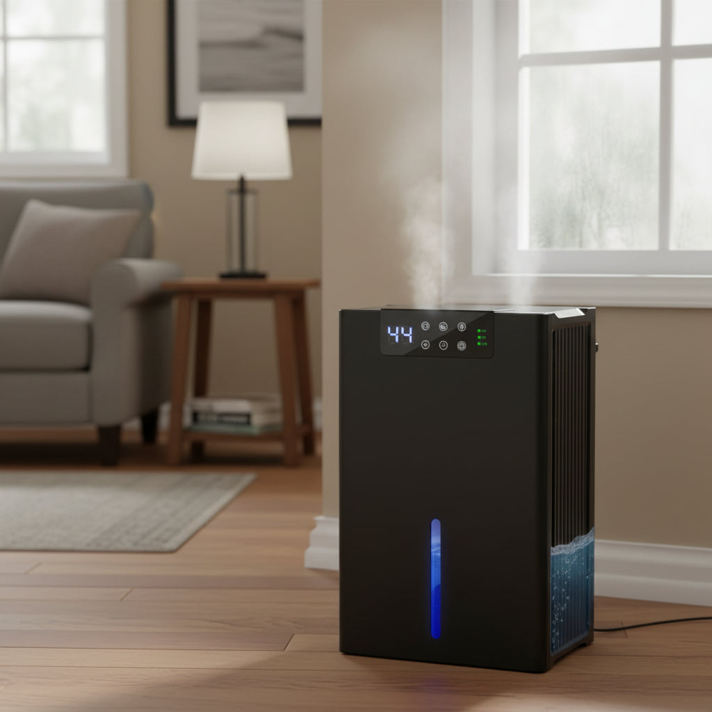 Deshumidificador para sótano con enfriamiento, compacto, silencioso y digital para el hogar