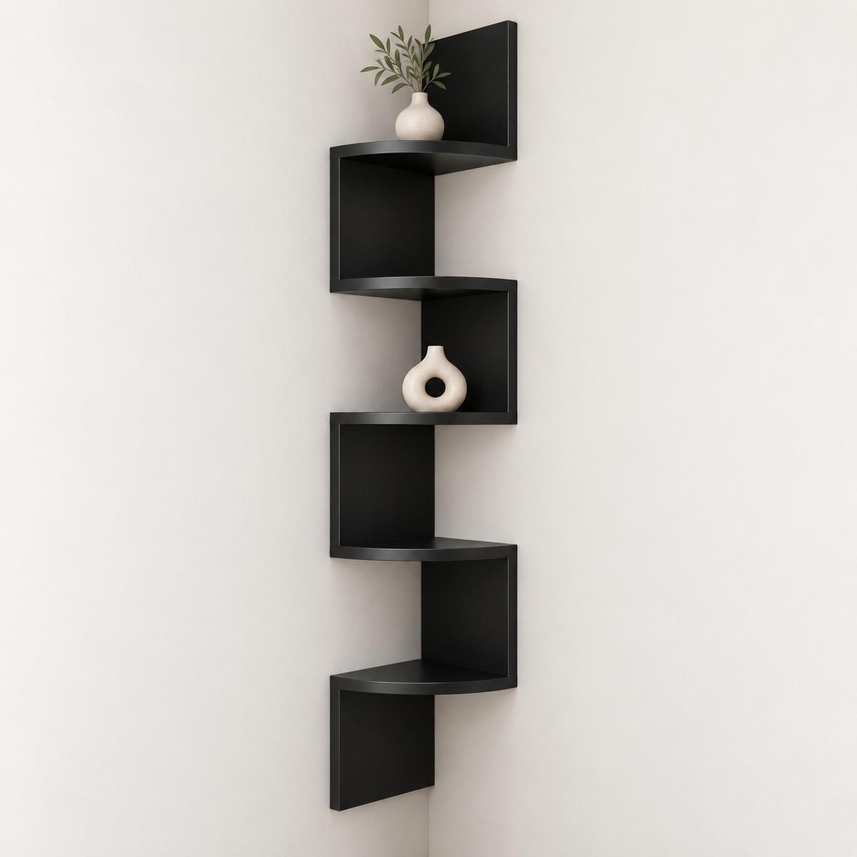Estantería de pared esquinera, unidad moderna, diseño que ahorra espacio