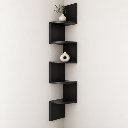Estantería de pared esquinera, unidad moderna, diseño que ahorra espacio