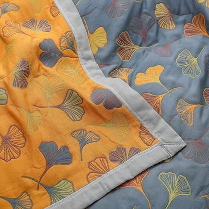 Reversible Throw Blanket Elegant Leaf Pattern Cozy Decor