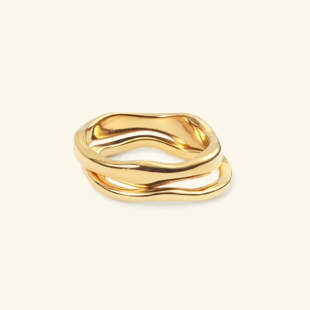 Anello Impilabile d'Oro Fascia Minimalista in Acciaio Inossidabile per Uso Quotidiano