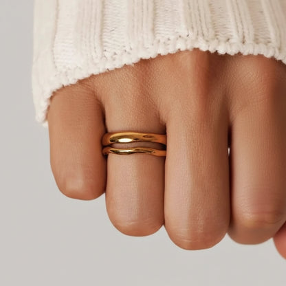 Anello Impilabile d'Oro Fascia Minimalista in Acciaio Inossidabile per Uso Quotidiano