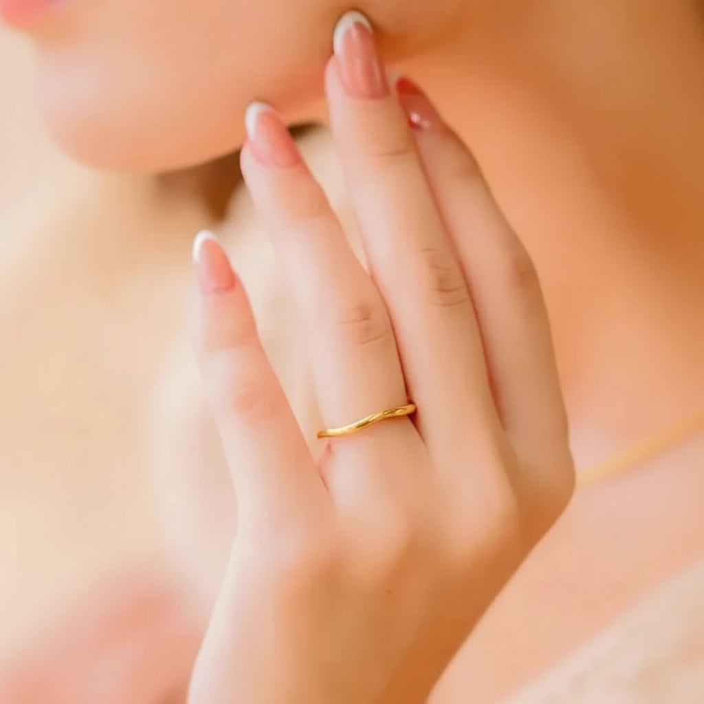 Anello Impilabile d'Oro Fascia Minimalista in Acciaio Inossidabile per Uso Quotidiano